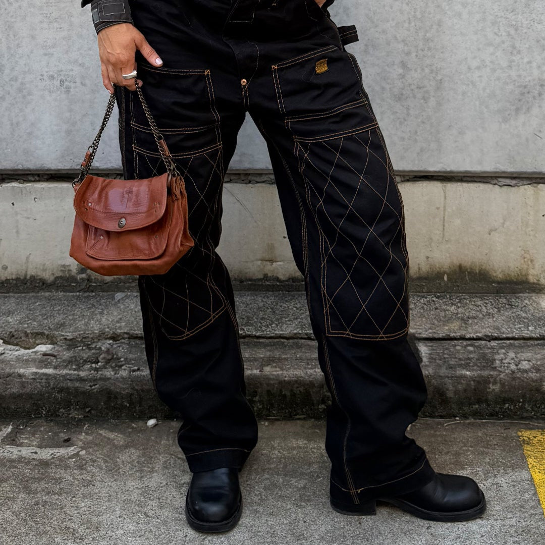 Black Contrast Stitch Lumber Carpenter Jean