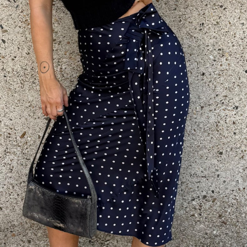 Polka Dot Bow Spiral Skirt