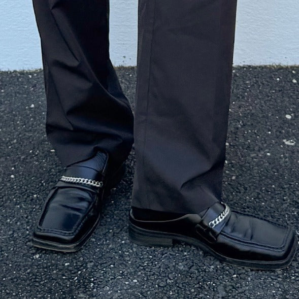 Leather Square Toe Loafers