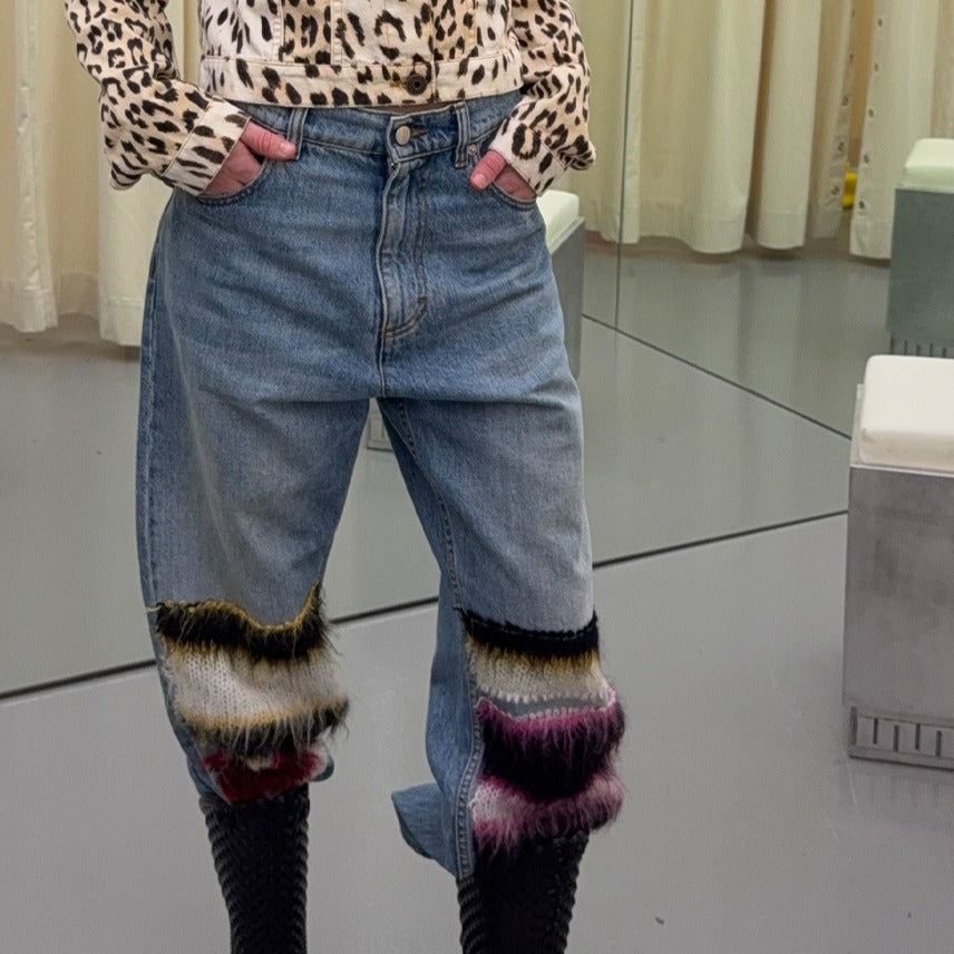 Light Wash Denim Mohair Patch Jean