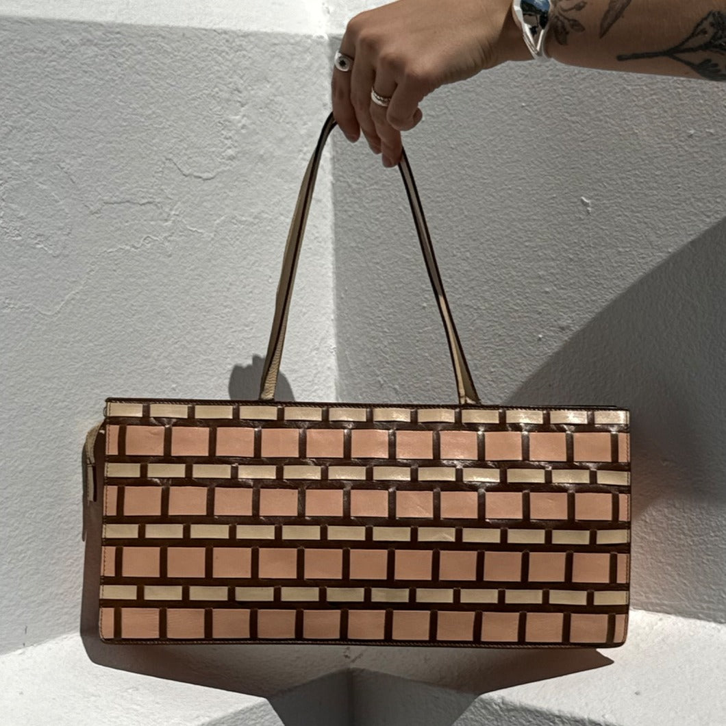 Leather Woven Zip Bag