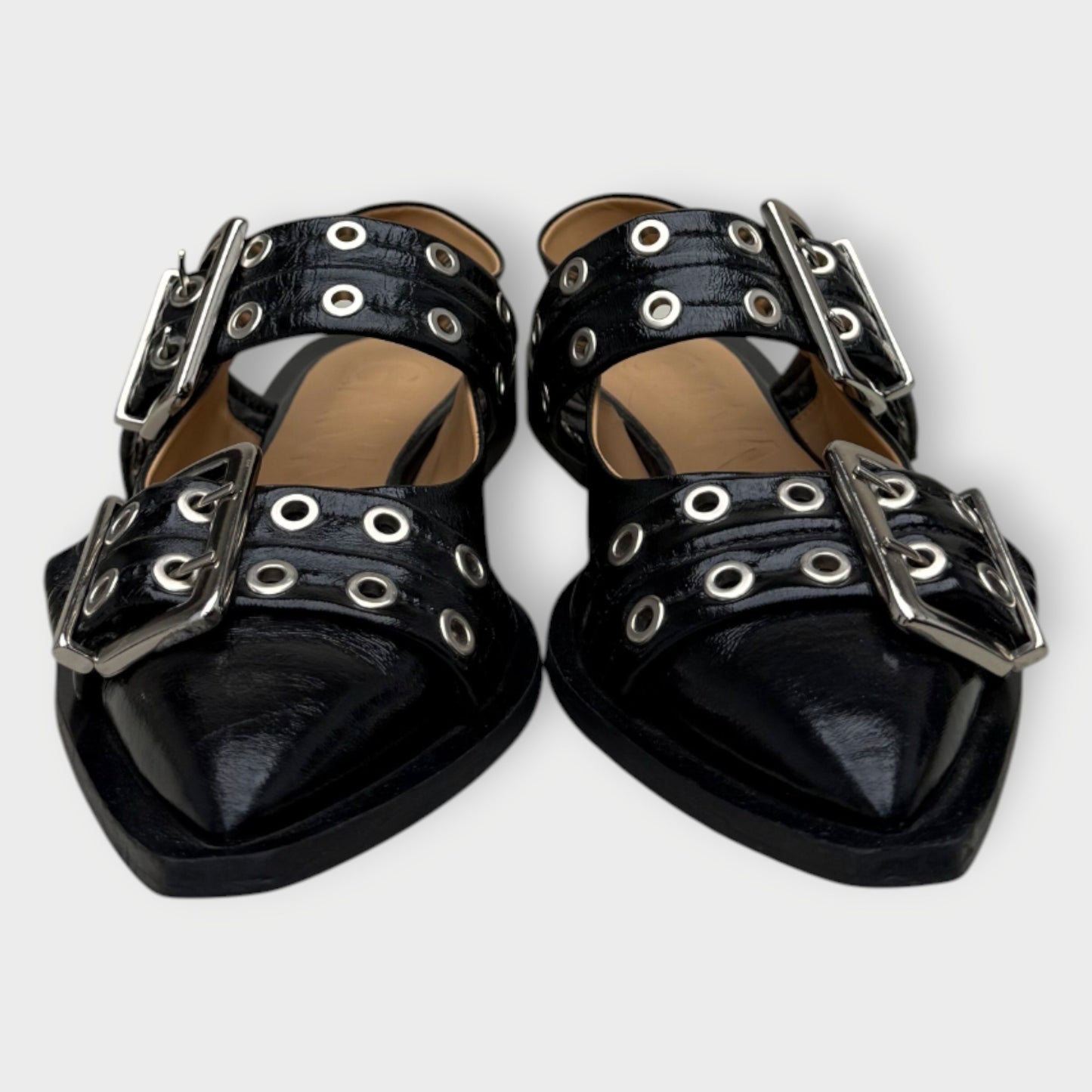 Patent PU Buckle Ballerina Flats