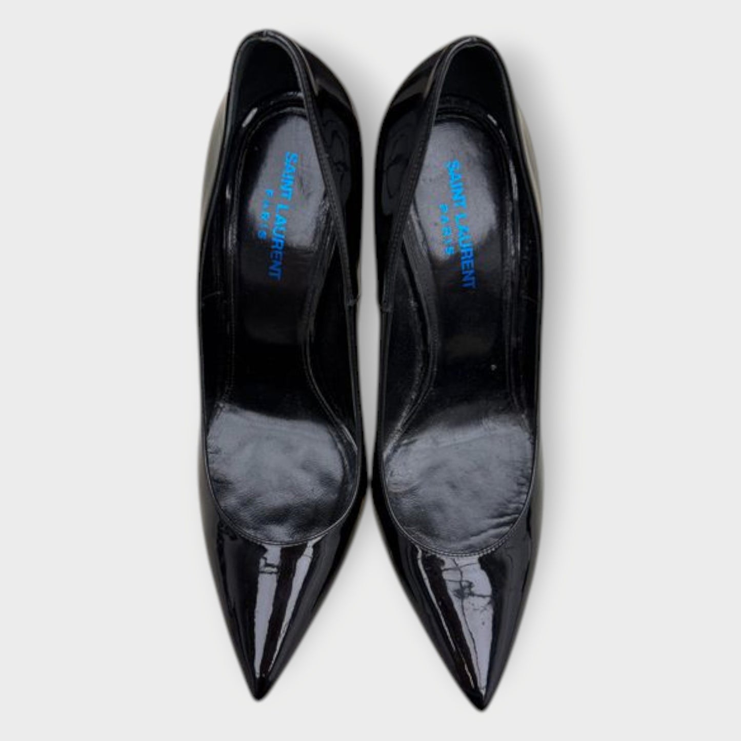 Patent Blue Logo Opyum Heels