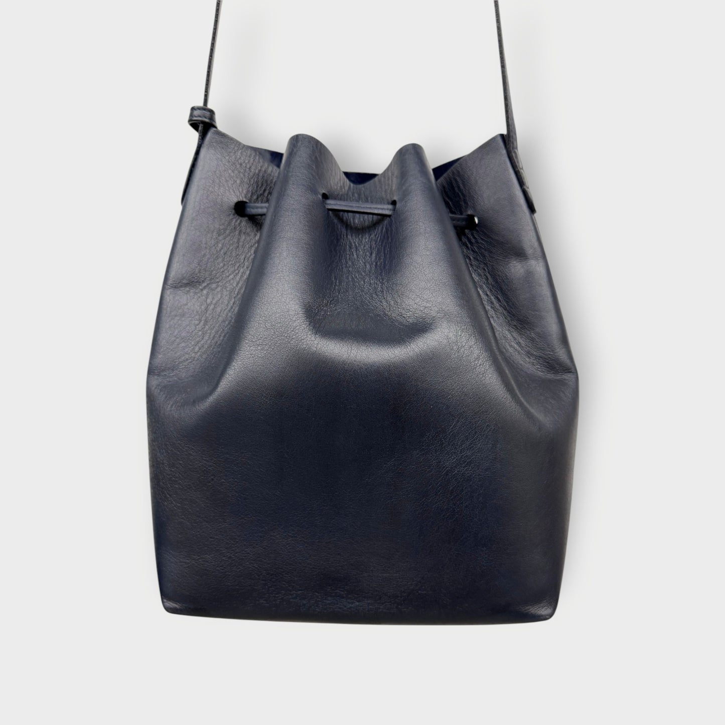 Leather Drawstring Bucket Bag