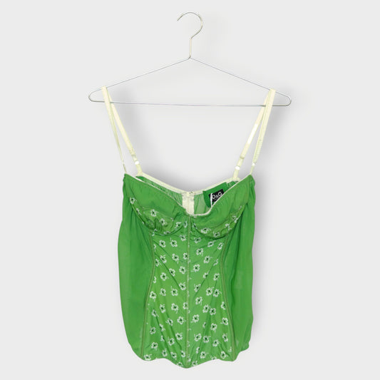 Floral Mesh Panelled Bustier Top
