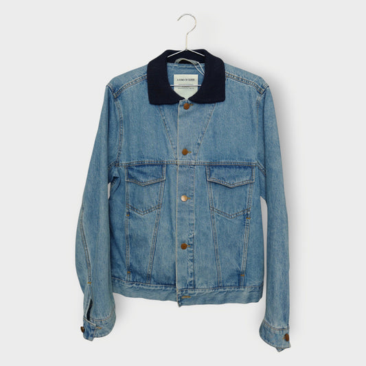 Denim Navy Knit Collar Jacket