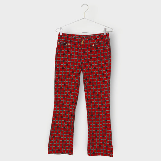 Belt Print Velvet Pants