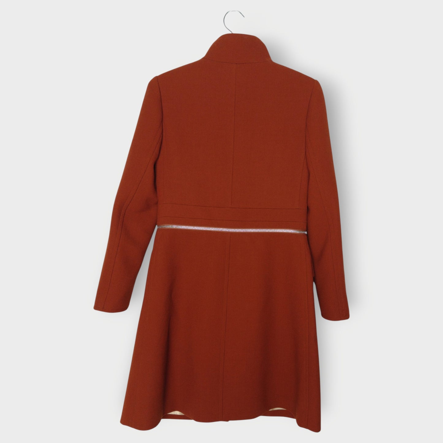 Wool High Neck Zip Waist Coat