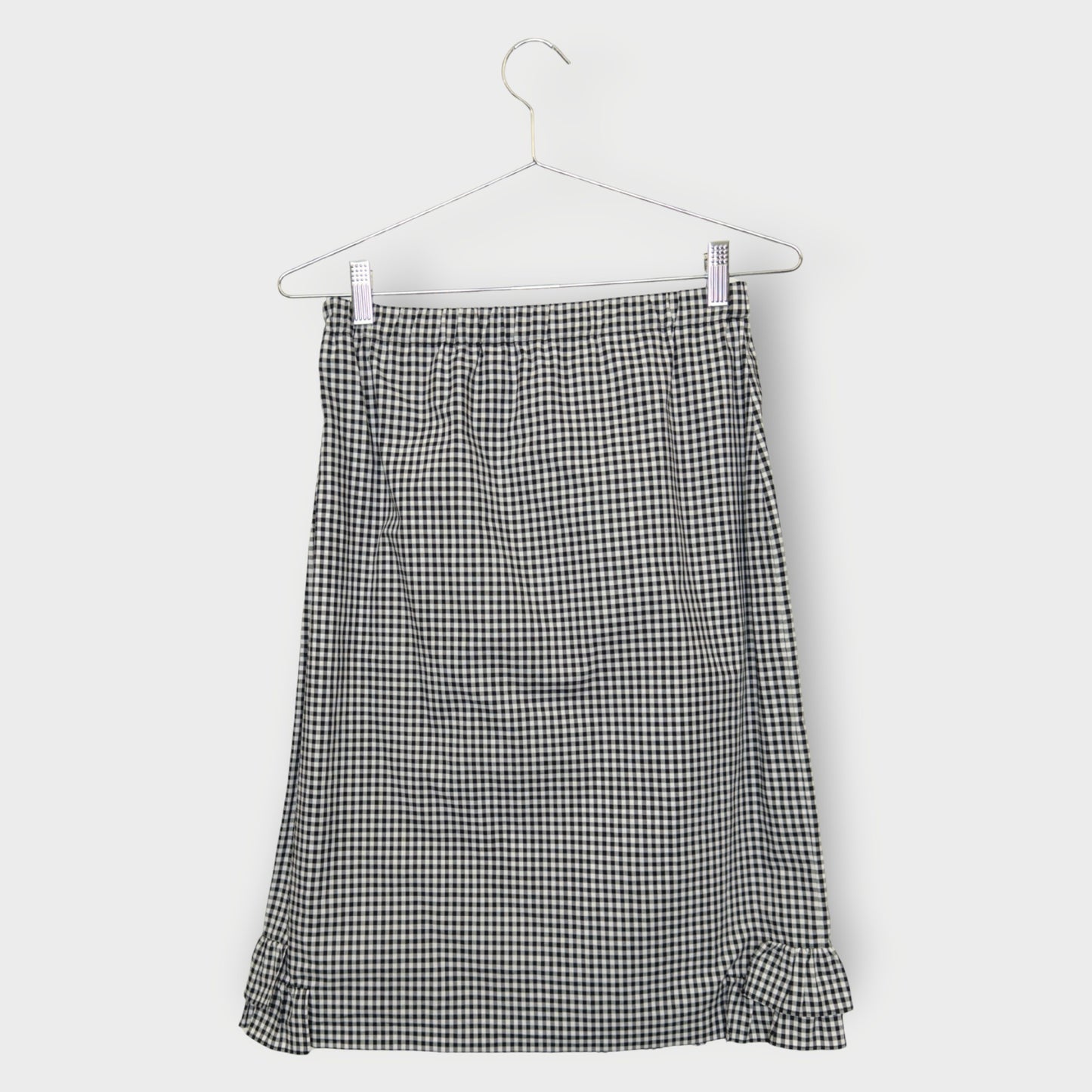 Checkered Ruffle Midi Skirt