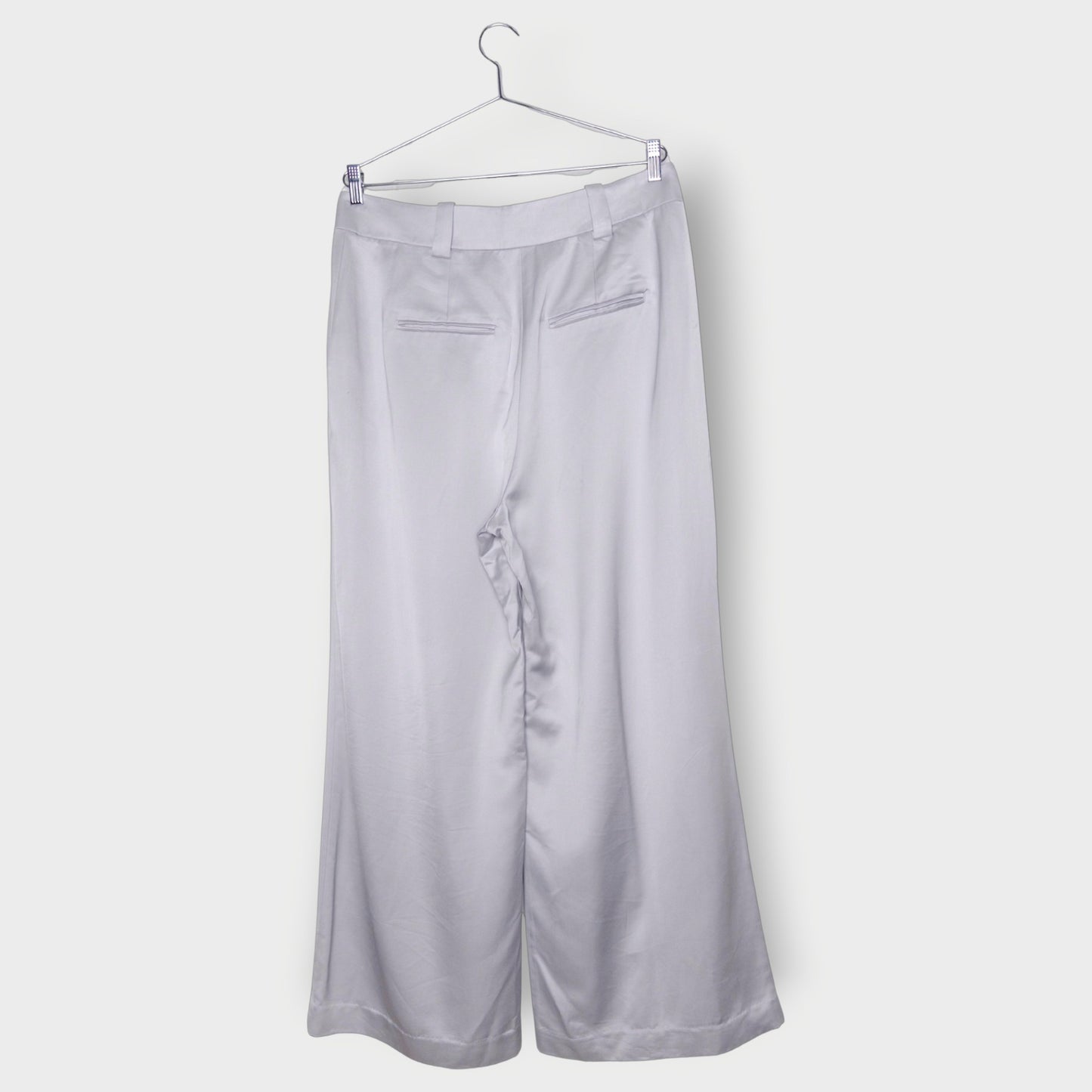 Satin Pleat Front Wide Leg Pants