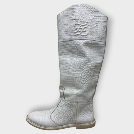 Leather Croc High Boots