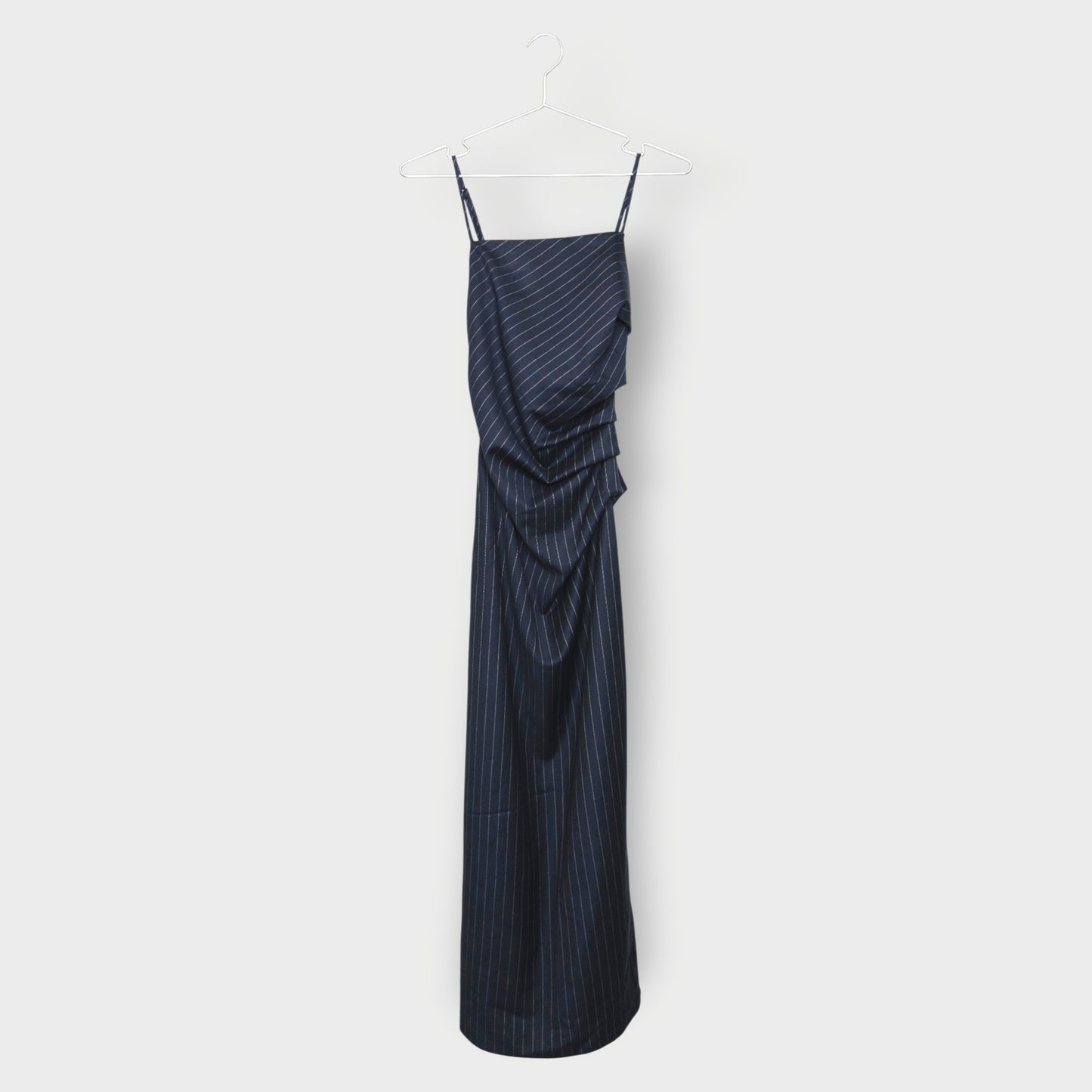 Pinstripe Draped Maxi Dress