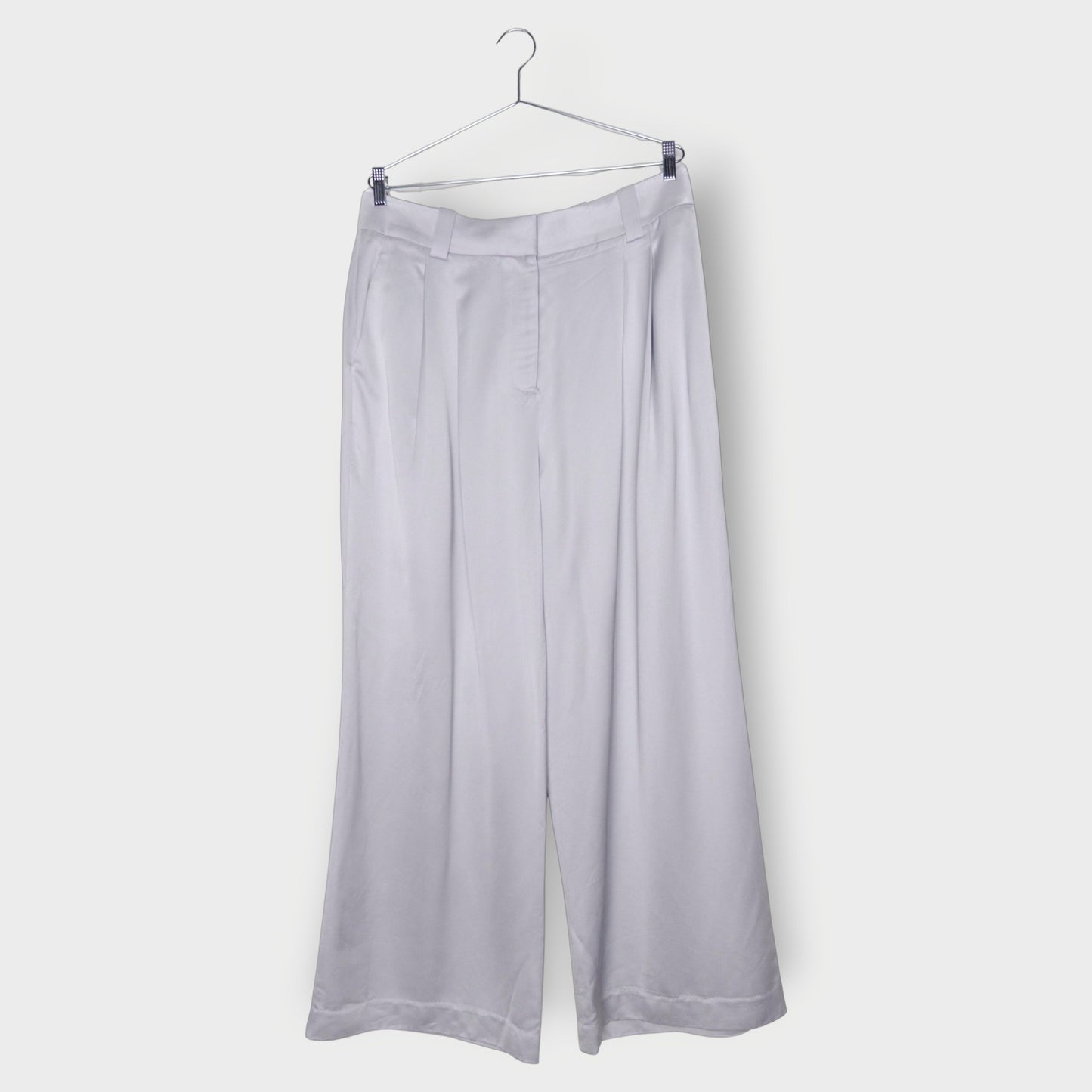 Satin Pleat Front Wide Leg Pants