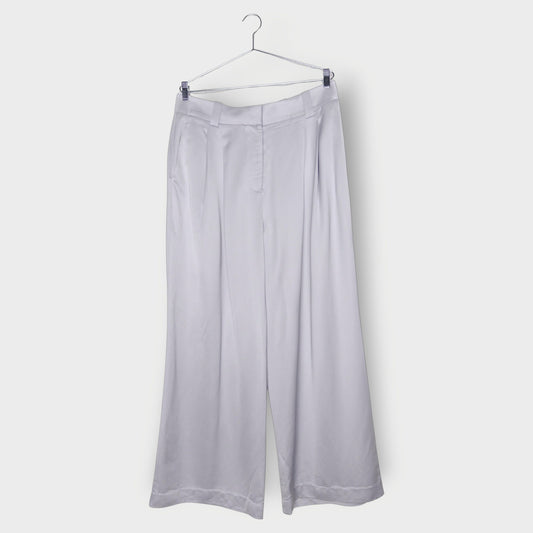 Satin Pleat Front Wide Leg Pants