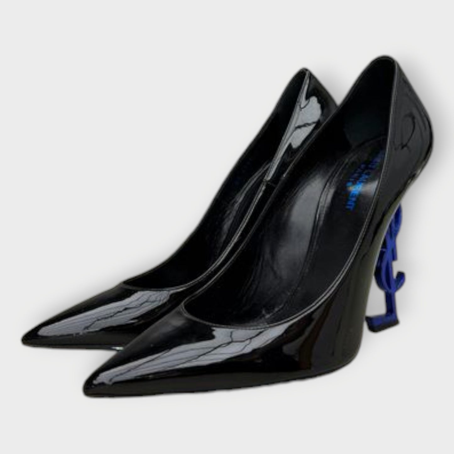 Patent Blue Logo Opyum Heels