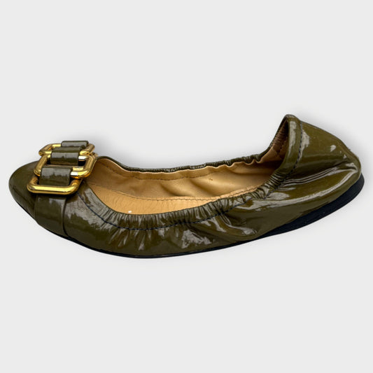 Patent Gold Buckle Ballet Flat