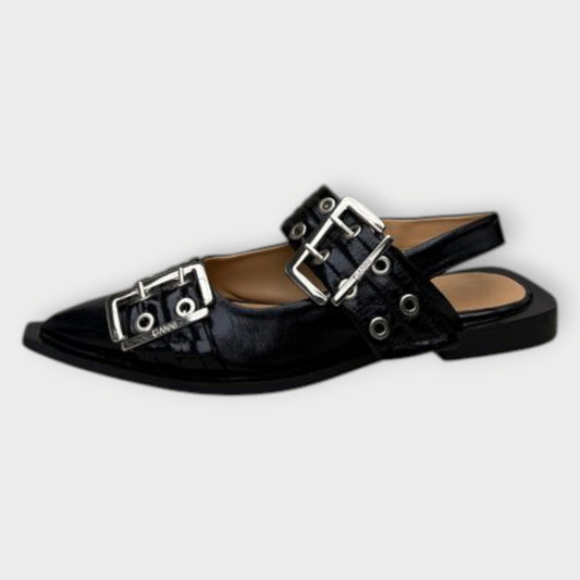 Patent PU Buckle Ballerina Flats