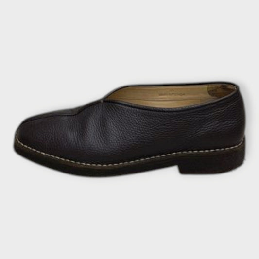 Pebbled Leather Crepe Slippers