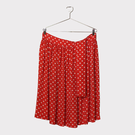 Comme Des Garcons Red & White Viscose Polka Dot One Shouldered Skirt