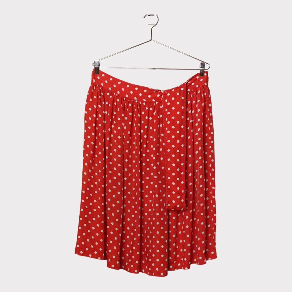 Comme Des Garçons AS IS Red & White Viscose Polka Dot One Shouldered Skirt
