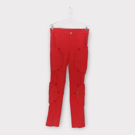 Walter Van Beirendonck 红色棉质多贴片工装裤