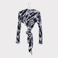 Saks Potts B&W Zebra Stripe Wrap Long Sleeve