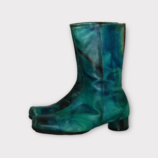 Issey Miyake Teal Blue Leather Boot