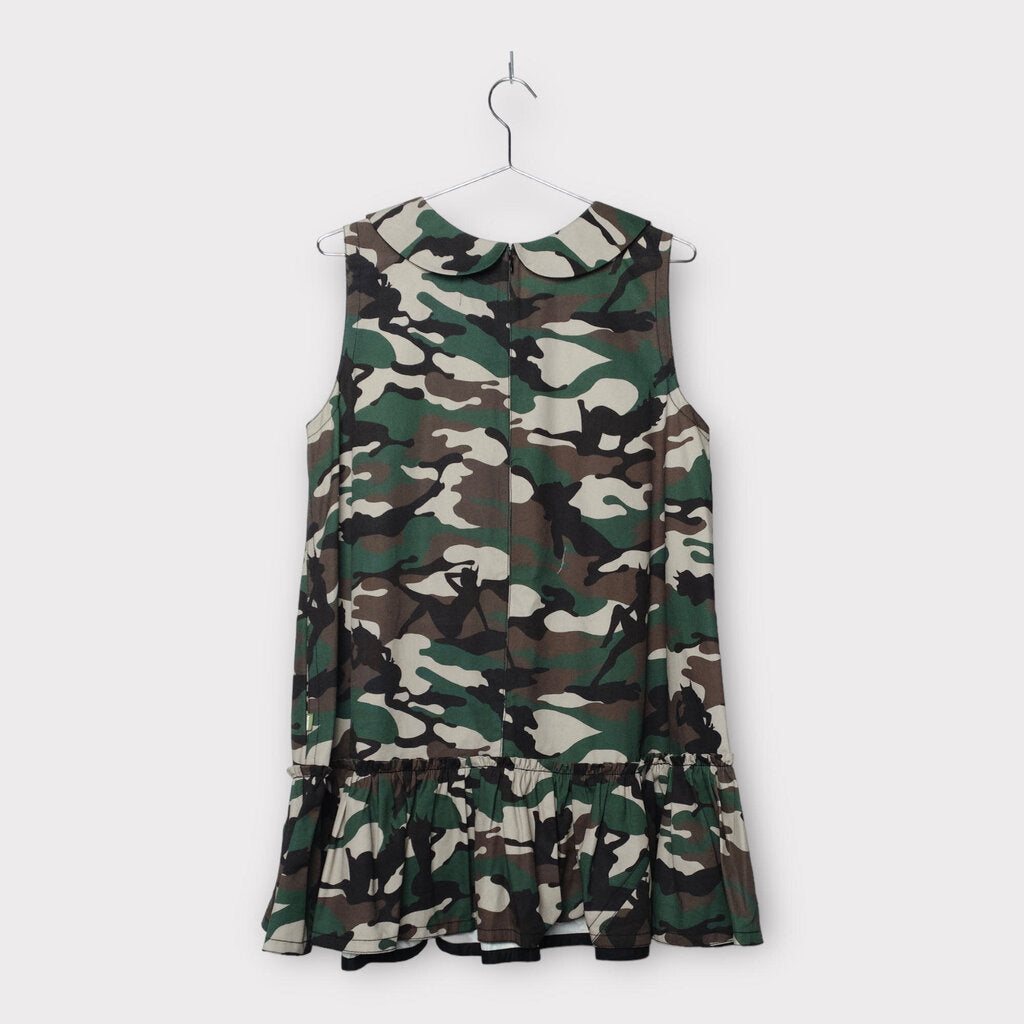 Heaven By Marc Jacobs Green Camo Cotton Drill Lace Collar Shift