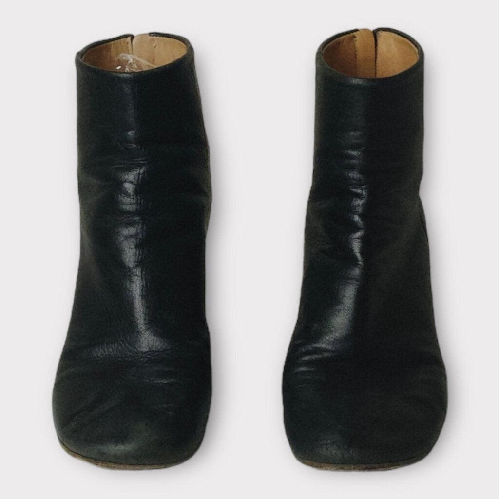 Maison Margiela Black Leather Block Heel Ankle Boot