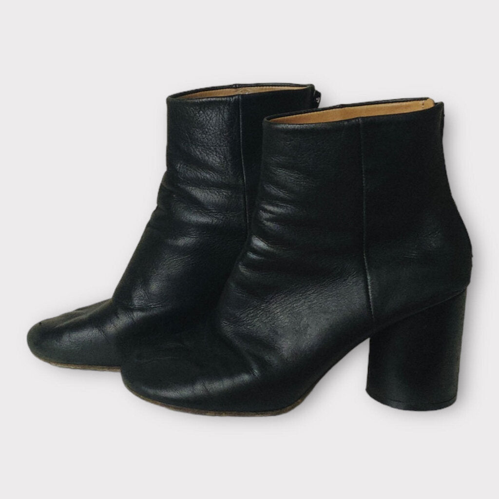 Maison Margiela Black Leather Block Heel Ankle Boot