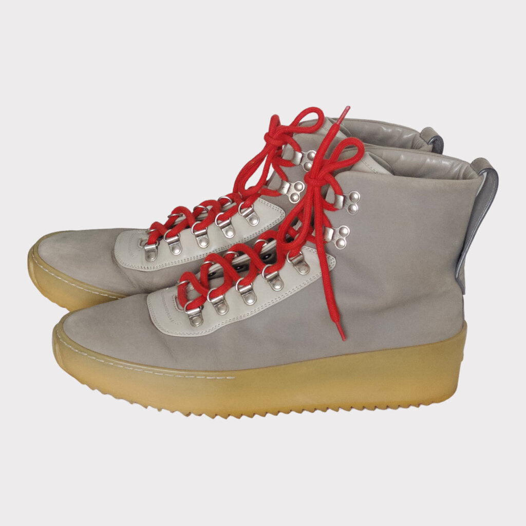 Fear of God Essentials Khaki Hiking Sneaker with Red Laces