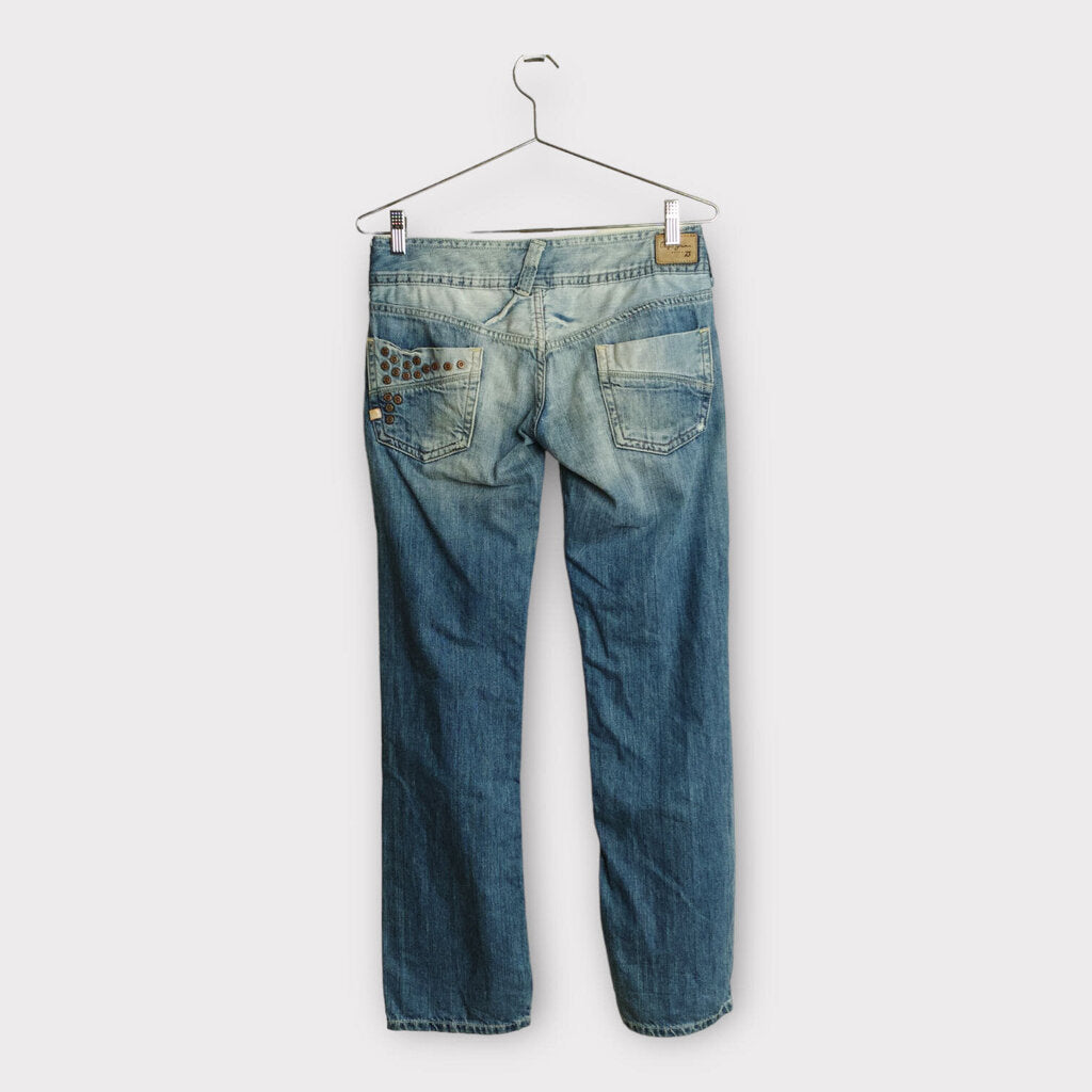 Pepe Jeans Vintage Blue Denim Stud Pocket Detail Jean