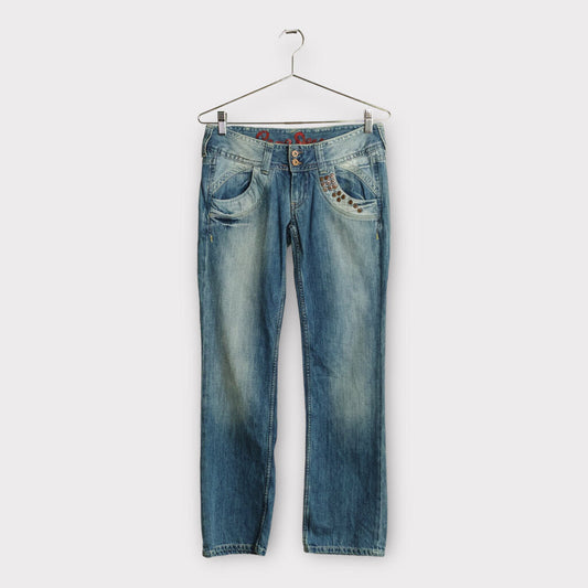 Blue Denim Stud Pocket Detail Jean