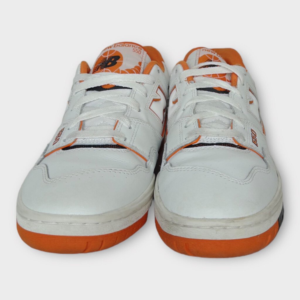 New Balance White Leather Orange Detail 550 Sneaker