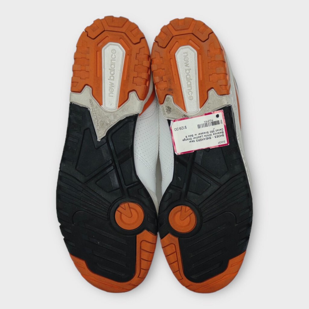 New Balance White Leather Orange Detail 550 Sneaker
