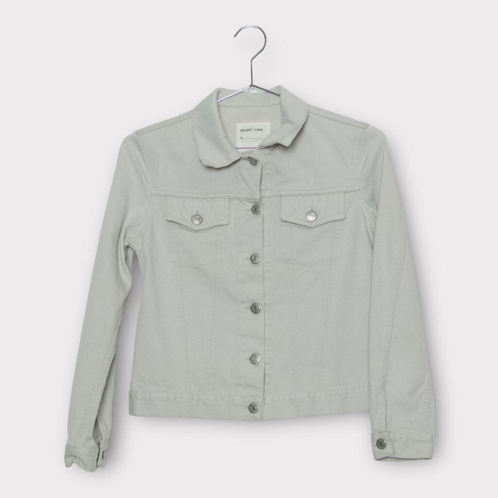 Helmut Lang 90s Light Grey Raw Silk Denim Jacket