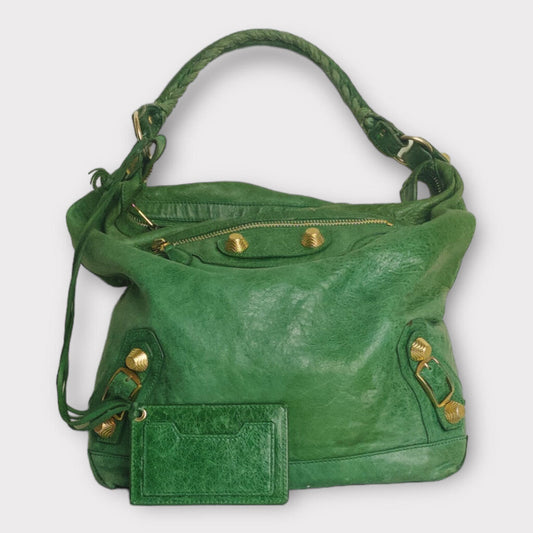Balenciaga Green Leather Arena GGH Giant 21 Classic Day Bag