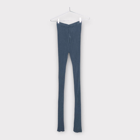 Steel Blue Ribbed Knit Pant