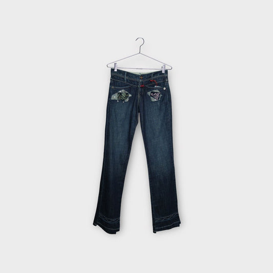 Marithe Francois Girbaud Dark Wash Embellished Jeans