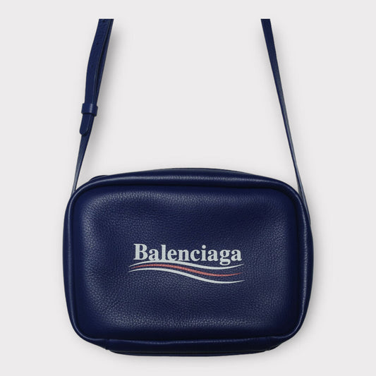 Balenciaga SS 2018 Navy Leather Political Campaign Crossbody