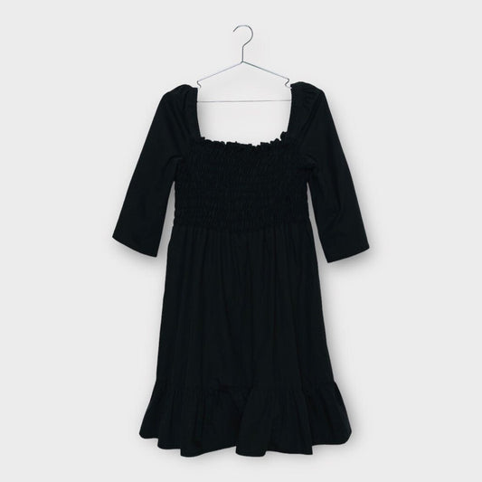 Oats The Label Black Milk Maid Cotton Ruched Bodice Dress