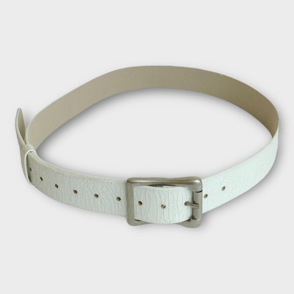 White Crackle Leather Belt (Italy)