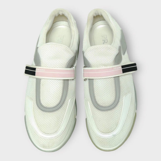 White Grey + Pink Cloudbust Slip On Sneakers