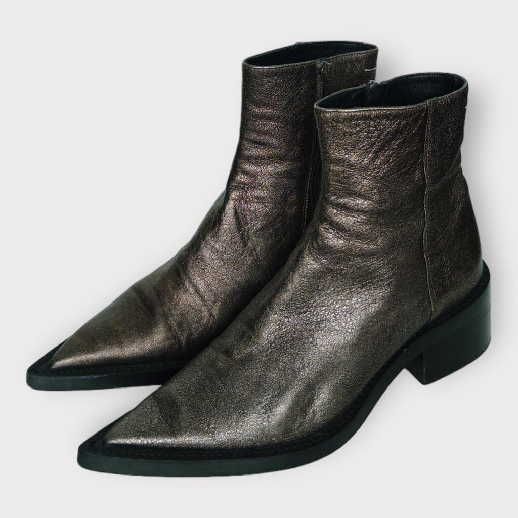 MM6 Bronze Painted Leather Ankle Boot