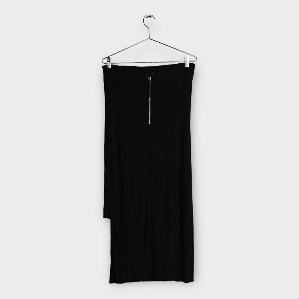 Helmut Lang Black Faint Draped Strapless Dress
