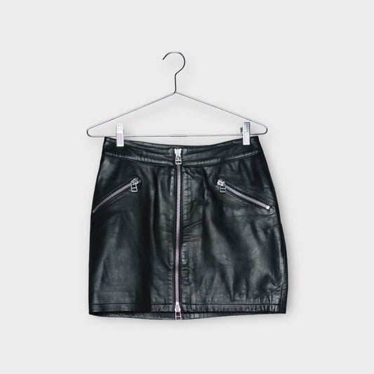 Skin and Threads Leather Zip Mini Skirt
