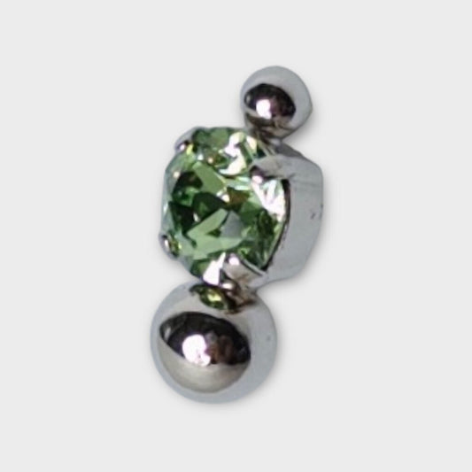 Justine Clenquet Silver & Green Jenna Single Stud Earring
