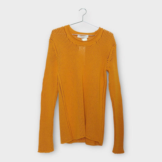 Dion Lee Orange Grid Mesh Knit Pullover