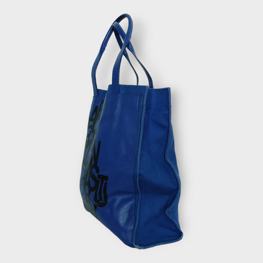 Alexander McQueen Royal Blue Canvas + Leather Tote Bag