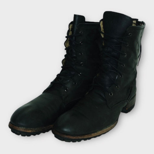 Kyoji Maruyama Black Leather Lace Up Boots
